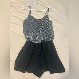 Millibon Black and White Geometric Romper